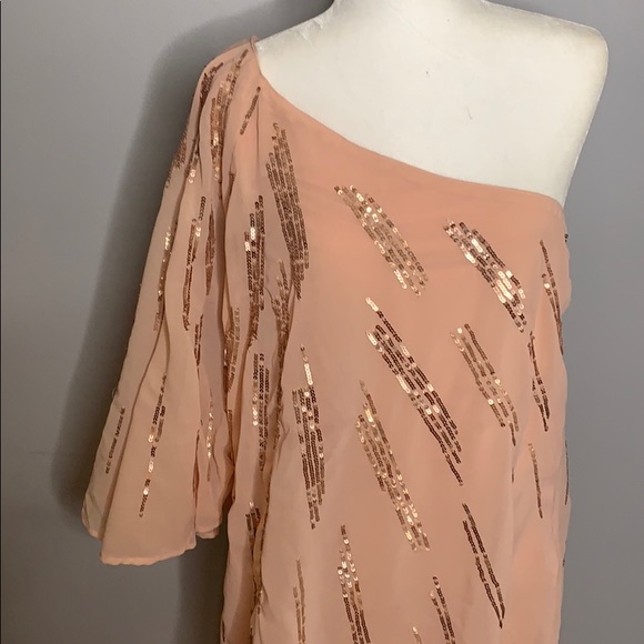 Pink Sequined One Shoulder Plus Cocktail Dress 14W - Picture 3 of 12